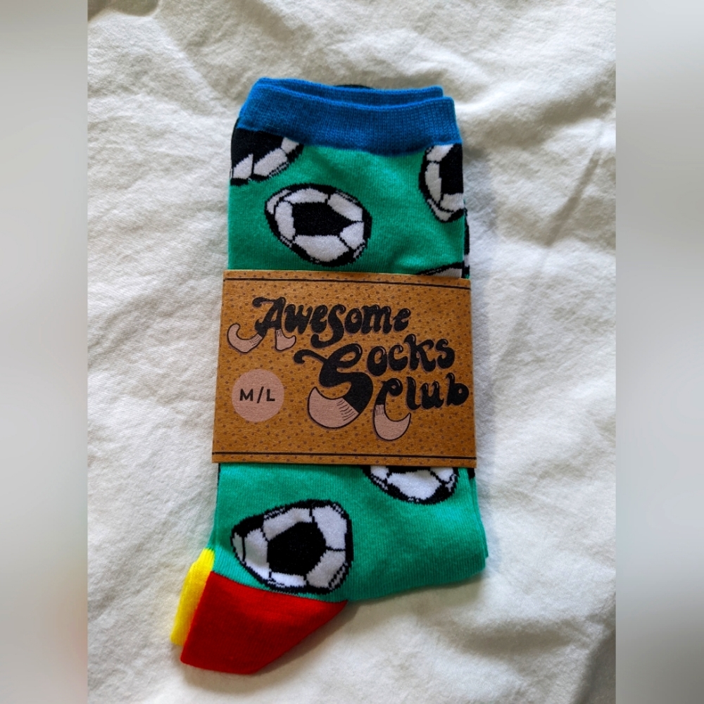 July 2022 Awesome Socks Club soccer/football pattern designed by Ochiai Shohei